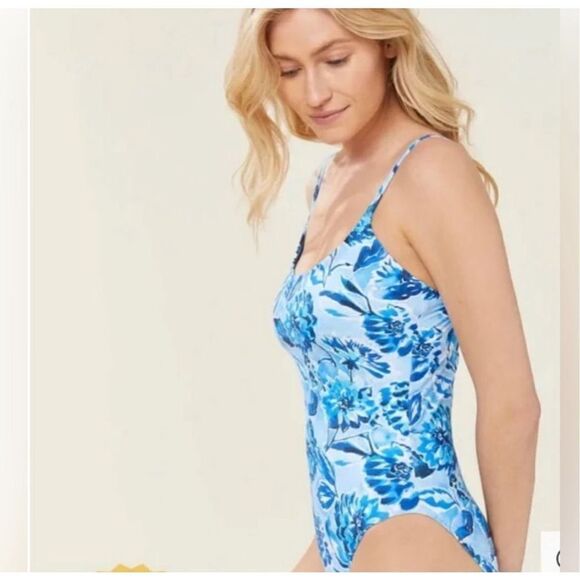 Andie Swim The Amalfi One piece Bathing Suit Bluf Blue NWT Large - Picture 7 of 7